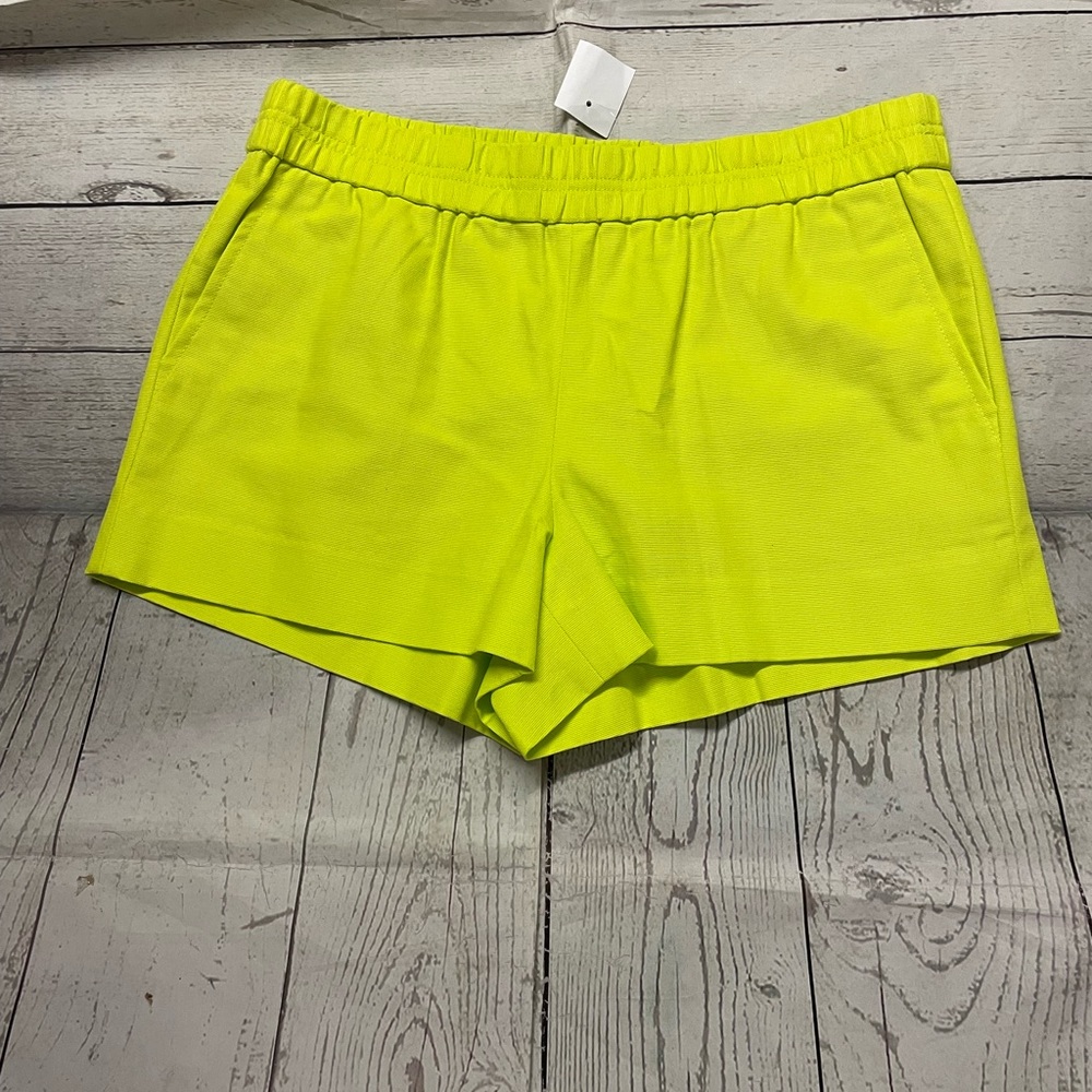 NWT neon, green J Crew elastic waist put on shorts SI pockets size 8